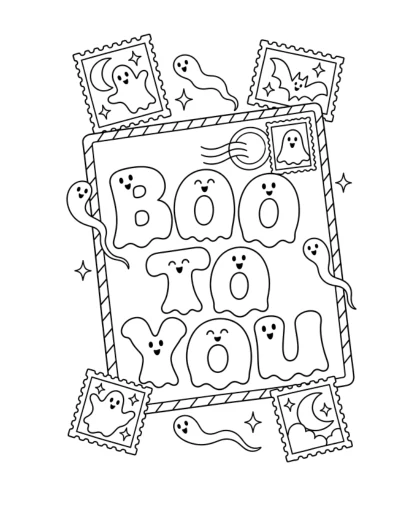 Boo to You Postcard, medium black-and-white sheet