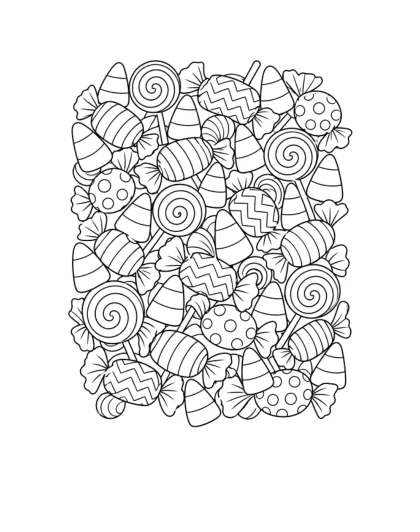 Halloween Candy Mosaic, medium black-and-white sheet