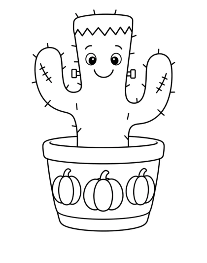 Frankenstein Cactus, simple black-and-white sheet