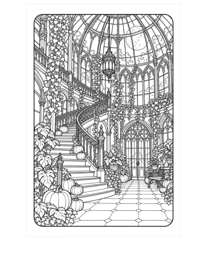 Gothic Conservatory, detailed black-and-white sheet