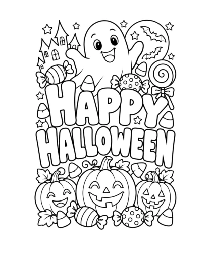Happy Halloween Celebration, medium black-and-white sheet