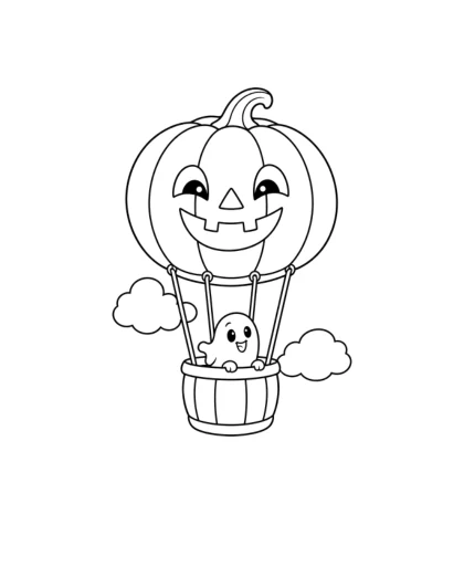 Pumpkin Hot Air Balloon, simple black-and-white sheet