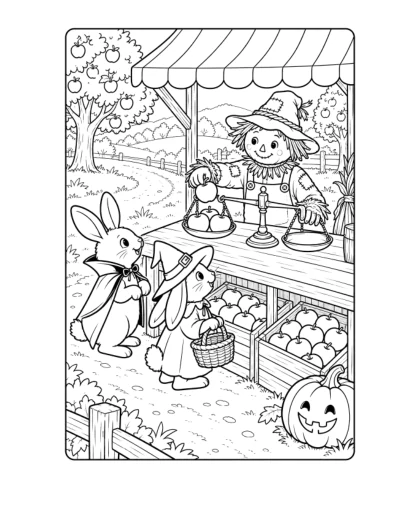 Scarecrow Apple Farm Stand, medium black-and-white sheet