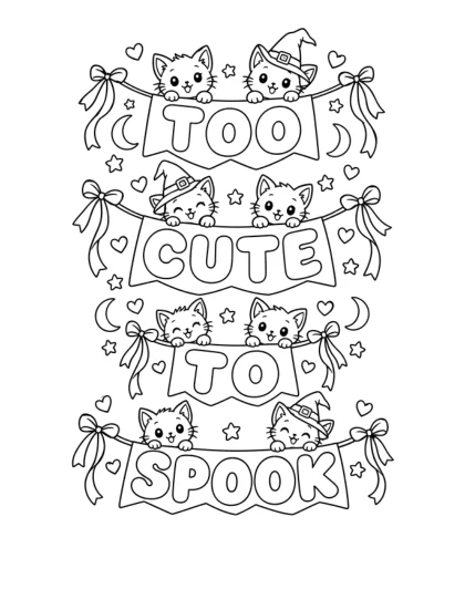 Too Cute to Spook Pennants, medium black-and-white sheet