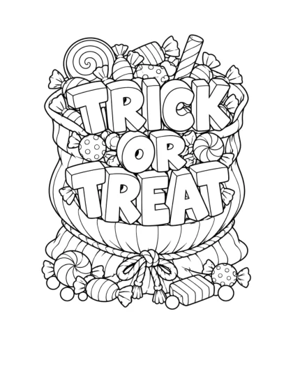 Trick or Treat Sack, detailed black-and-white sheet