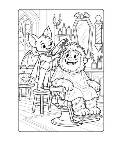 Vampire Barber Shop, medium black-and-white sheet