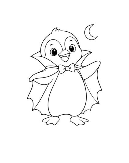 Vampire Penguin, simple black-and-white sheet